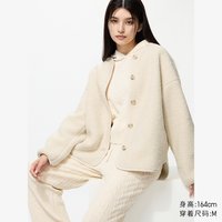 优衣库 仿羊羔绒摇粒绒休闲开衫/长袖 女装 宽松外套479616