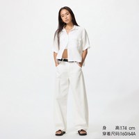 移动端：宽松廓形牛仔裤常规款优衣库女装男装/弯刀镰刀裤482280 479000