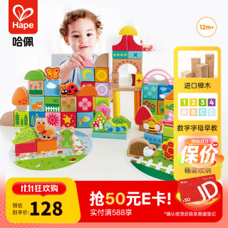 Hape 积木玩具 80粒 E8312 宝宝花园积木