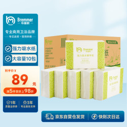 布雷默 加厚擦手纸160抽10包酒店卫生间洗手间商场厕所纸巾工程用干手纸擦手纸巾