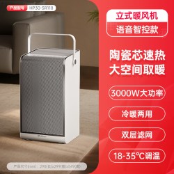 艾美特 立式暖风机家用节能取暖器双核加热卧室大空间大面积电暖器