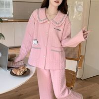 宜而爽 纯棉女士秋冬款睡衣家居服 长袖长裤 多色可选