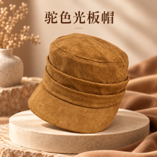 勋阳宇乐 【显脸小】复古八角帽 光板款驼