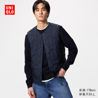 PLUS会员：优衣库 高级轻型羽绒便携式背心男女装弧形压线480950 472800 480950/69藏青色 S