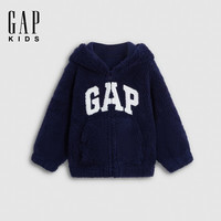 Gap 男幼童小童 珊瑚绒连帽卫衣 海军蓝 110 cm (4-5岁）