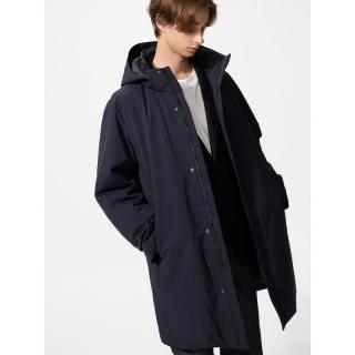 优衣库 日本直邮UNIQLO优衣库 纯色连帽拉链宽松长款长袖羽绒服 男款外套