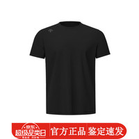 迪桑特 户外休闲圆领短袖T恤 质感简约印花针织衫 男款 BK-BLACK L