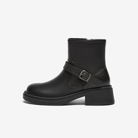 Bata 时装靴女秋冬英伦风粗跟牛皮短筒靴