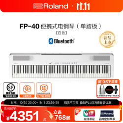 罗兰 新品FP-40电钢琴便携式88键重锤入门初学者考级儿童智能电子钢琴 FP-40白色琴体（含单踏板）