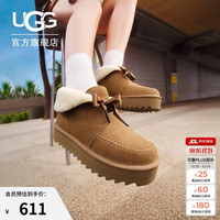 UGG 秋季女士蝴蝶结厚底可翻折鞋领懒人毛毛鞋1174570CHE|栗色36