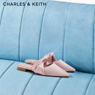 CHARLES & KEITH 缎面尖头平底穆勒鞋凉拖鞋生日礼物CK1-70381219 Light Pink浅粉色 36 （230）