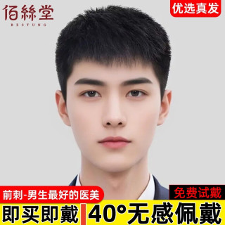 佰丝堂 假发男全真发中老年短发男生中年男士全头套全真人发丝 9-自在系列寸发均码 短发