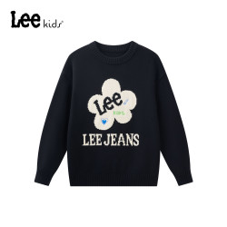 LEE KIDS 儿童字母印花圆领毛衣男童女童可爱休闲针织大童长袖上衣