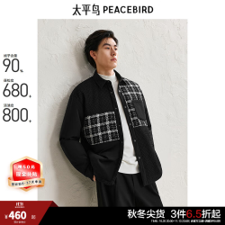 太平鸟 男装 衬衫羽绒服男冬季轻薄防寒服潮 黑色 第二批 L