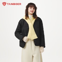坦博尔 26秋季轻薄款羽绒服女士短款舒适圆领时尚廓形百搭好看外套