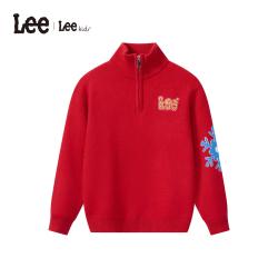 LEE KIDS 儿童半开襟针织毛衣秋冬新款男童休闲百搭半高领长袖上衣