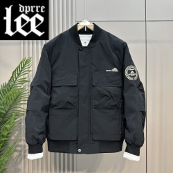 Lee dprre 丨羽绒服男士新款棒球领轻薄款鸭绒修身贴标工装 黑色 XL 125-140斤左右