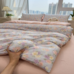 魅森 水洗棉双层纱四件套
