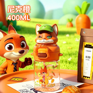 迪士尼 儿童水杯带吸管耐高温塑料水壶夏季男女小学生便携喝水杯子