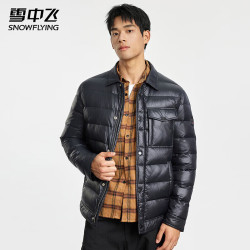 雪中飞 羽绒服男士 轻商务时尚运动休闲亮面翻领防寒服外套