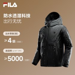 斐乐 羽绒服丨FILA防水轻薄款男装冬季连帽通勤商务保暖户外外套