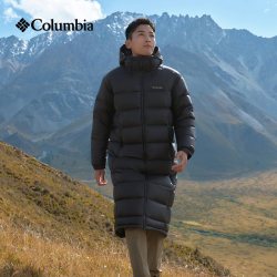 哥伦比亚 都市户外男女长款拒水银点700蓬鹅绒保暖羽绒服XE5357