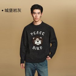 太平鸟 男装 休闲毛衫26秋季新款字母刺绣亲肤毛衣M