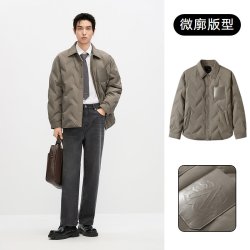 GXG 男装 冬季微廓轻薄羽绒服宽松短款衬衫夹克羽绒外套男羽绒服