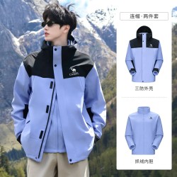 骆驼 三防冲锋衣90鹅羽绒服女三合一抓绒胆防水外套男冬