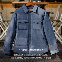 马登 工装 美式休闲双面桃皮绒棉衣亲肤保暖加厚棉袄短外套男秋