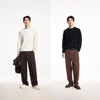 杰克琼斯 男装百搭秋季罗纹圆领质感立体刺绣毛衣针织衫