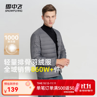 雪中飞 轻薄保暖圆领羽绒服 深云灰 XL/180/100A