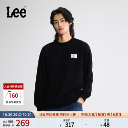 Lee 圆领Logo贴布 黑色 L 男士卫衣