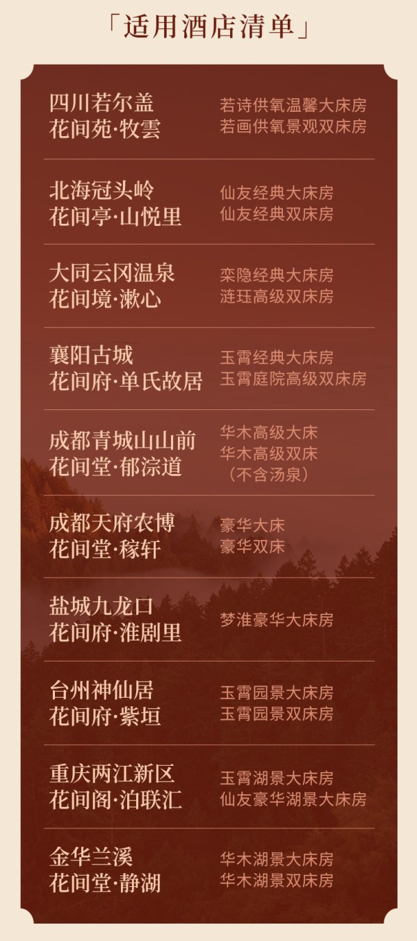 今日必买:花间堂品牌新店2晚可拆通兑含双早