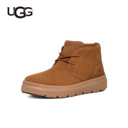 UGG 秋季男士舒适平底系带款纯色圆头潮流时尚靴休闲短靴 1151773