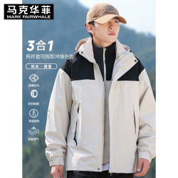 马克华菲 冲锋衣男女款秋冬户外防风防水登山服夹克 象牙白 XL