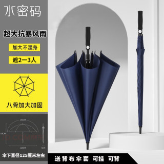 水密码 自动雨伞长柄超大号加固加厚超强抗风抗风暴雨家庭用三双人男士商务藏青结实专