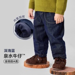 迷你巴拉 巴拉男女童宝宝裤子26冬新品柔软保暖牛仔裤