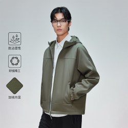 杰克琼斯 男夹克外套加绒保暖软壳百搭松紧连帽宽松