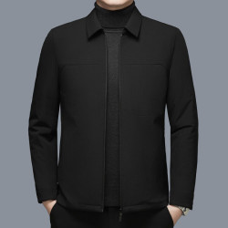 九牧王 2026秋冬新款翻领夹克棉衣外套男士中年爸爸装防寒保暖棉服外套 黑色 M 170