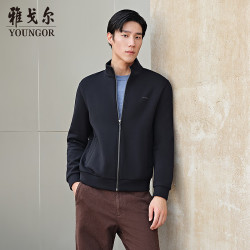 雅戈尔 官方男装抗菌抗静电秋冬季拉链开衫男士上衣衣服毛衣外套针织衫 藏青VWWY539957FLA 2XL （推荐165-180斤）
