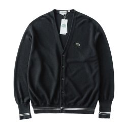 LACOSTE 男士宽松V领开衫长袖毛衣针织衫