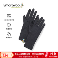 Smartwool 100%美利奴羊毛男女款Thermal保暖户外徒步羊毛手套骑行8132 灰黑色010 M