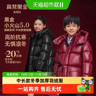 88VIP：高梵 黑金儿童鹅绒服男女童中长款冬季加厚羽绒服
