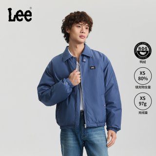 移动端、88VIP：Lee 舒适版翻领小Logo织标男女款飞行夹克羽绒服休闲LUT0109512RZ