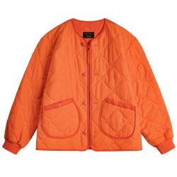 马登 工装美式休闲绗缝M65棉服短薄款橘色夹克内胆棒球服外套男秋