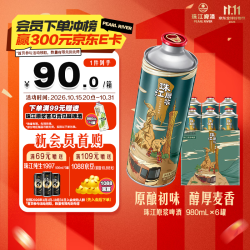 珠江啤酒 珠江原浆啤酒 11度 980ml*6听