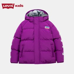 Levi's Levis李维斯男女童羽绒服加厚冬季新款童装儿童外套防风棉服紫色