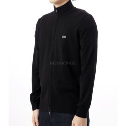 LACOSTE 韩国直邮Lacoste毛衣男女同款黑色立领有机棉拉链舒适AH1957-031