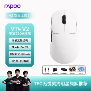 雷柏 VT4 V2轻量化无线鼠标PAW3950中手双8K